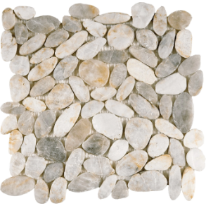 Grey Sliced Polished Pebble Interlocking - stone tile